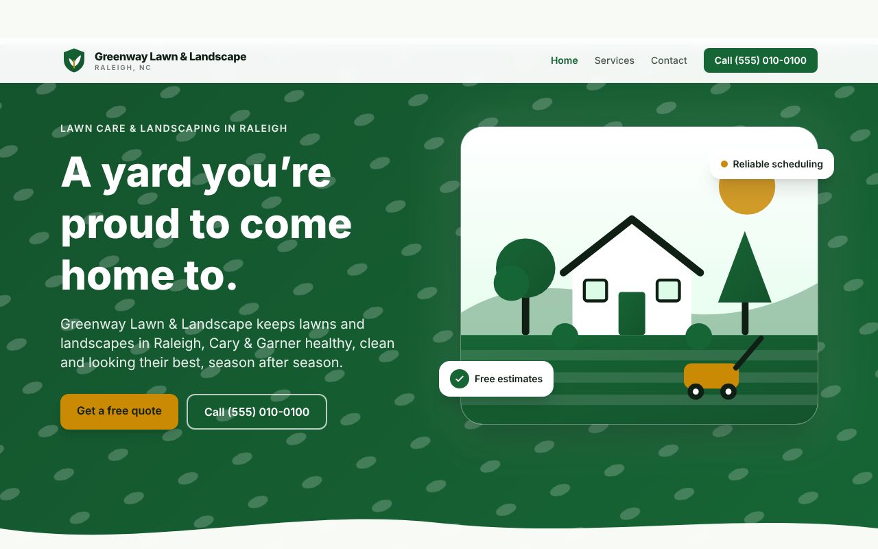 Greenway Lawn & Landscape, an example landscaping & lawn care website